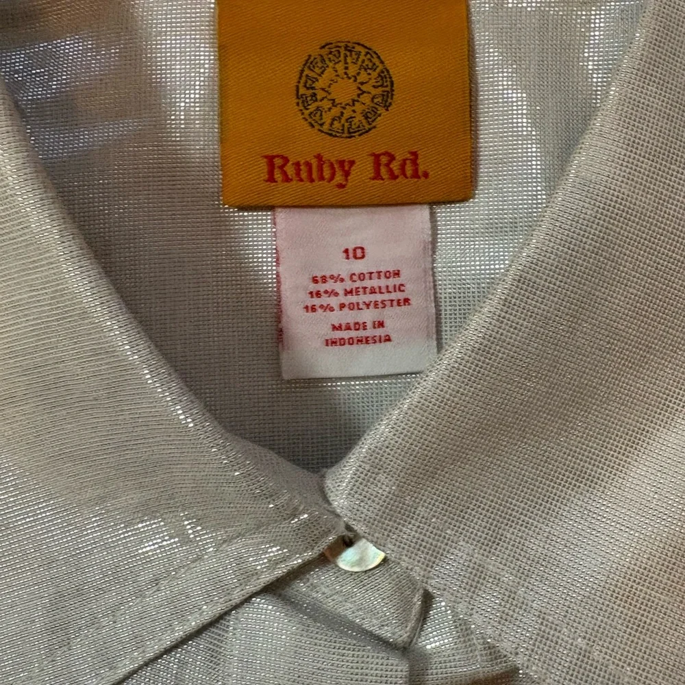 Ruby Rd. Metallic Silver Blouse - Picture 3 of 4